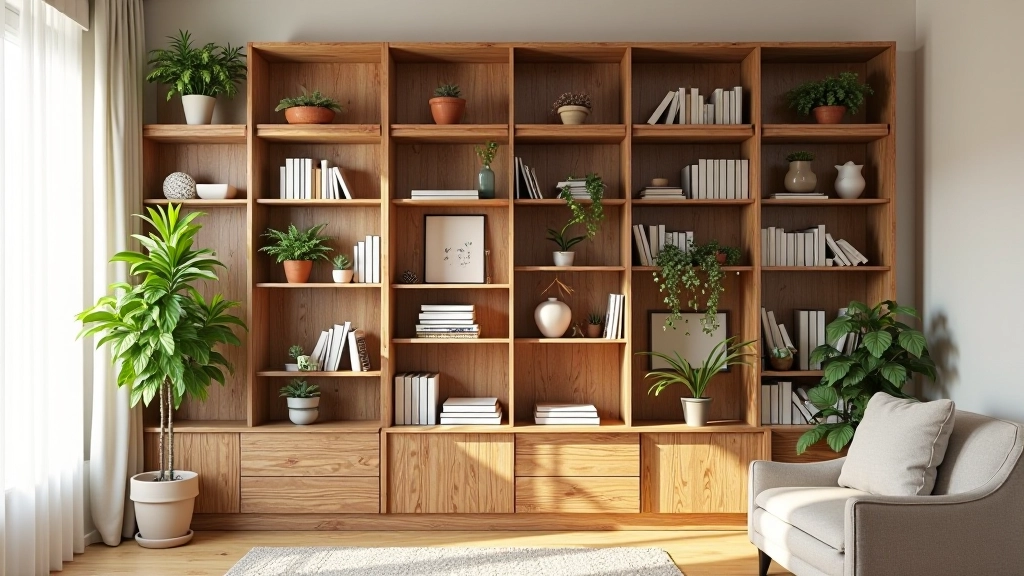 Custom bookshelf made from reclaimed wood in modern interior